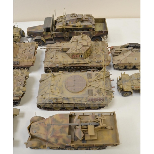 1315 - Ten highly detailed and very well constructed built 1/35 scale German Army WWII armour plastic model... 