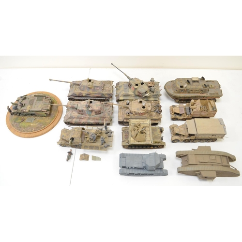 1316 - Twelve built highly detailed and very well constructed 1/35 scale plastic armour model kits, mostly ... 