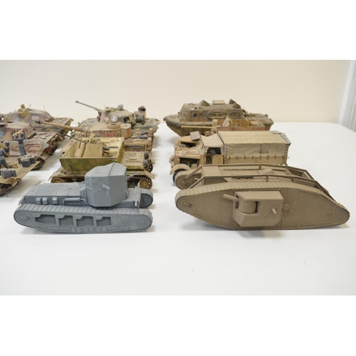 1316 - Twelve built highly detailed and very well constructed 1/35 scale plastic armour model kits, mostly ... 