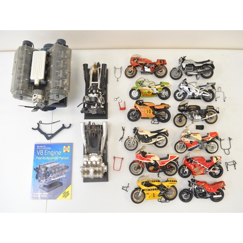 1319 - Collection of built motorcycle model kits to include twelve 1/12 scale bikes (some loose parts altho... 