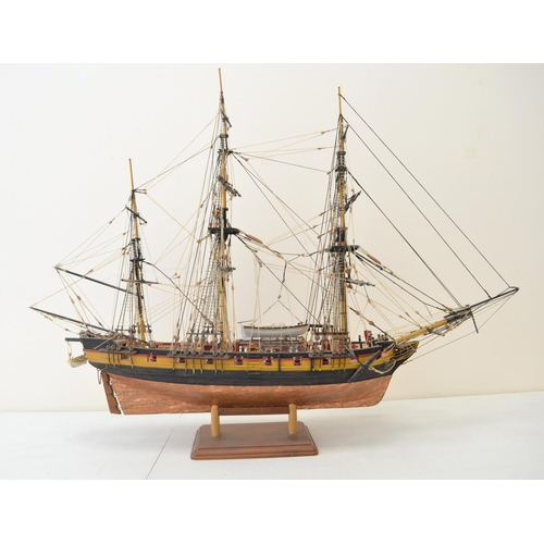 1320 - Attractive well built and finished wooden plank on frame built 1/64 scale 3 masted frigate HMS Snake... 