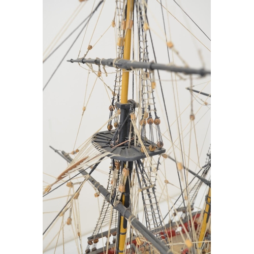 1320 - Attractive well built and finished wooden plank on frame built 1/64 scale 3 masted frigate HMS Snake... 