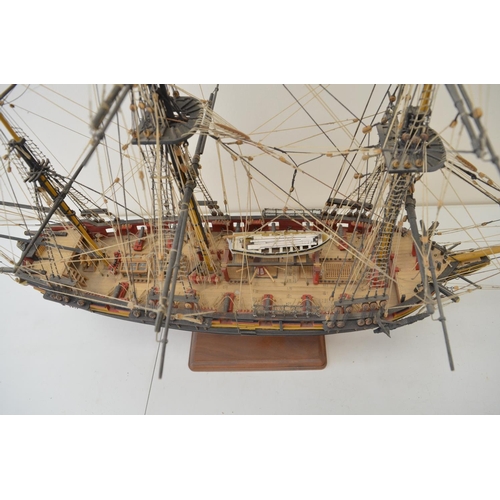 1320 - Attractive well built and finished wooden plank on frame built 1/64 scale 3 masted frigate HMS Snake... 