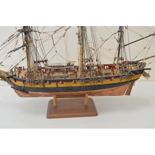 1320 - Attractive well built and finished wooden plank on frame built 1/64 scale 3 masted frigate HMS Snake... 