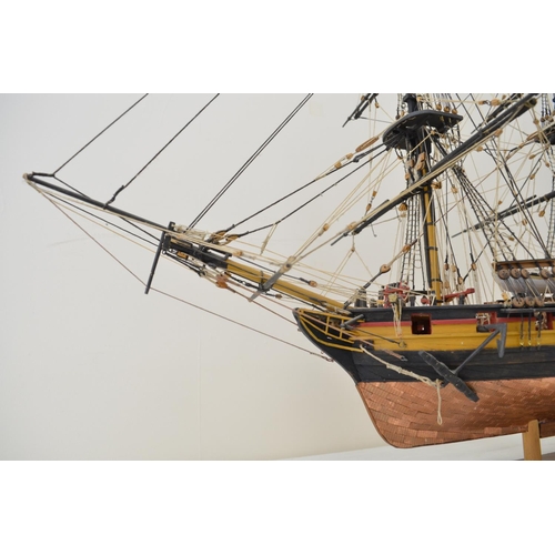 1320 - Attractive well built and finished wooden plank on frame built 1/64 scale 3 masted frigate HMS Snake... 