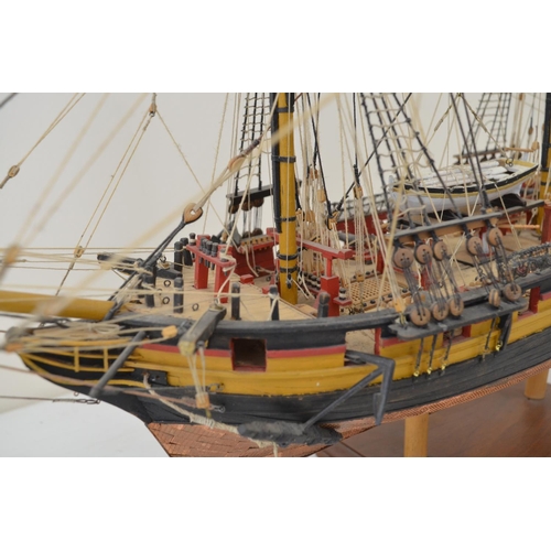 1320 - Attractive well built and finished wooden plank on frame built 1/64 scale 3 masted frigate HMS Snake... 