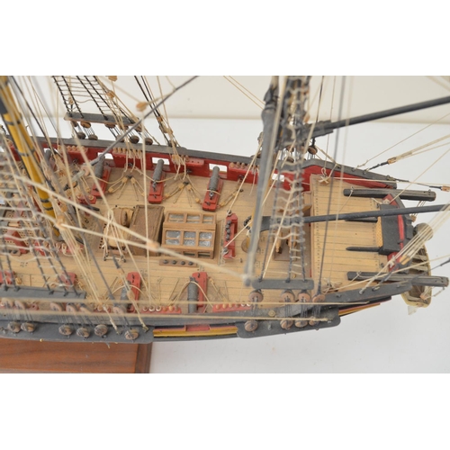 1320 - Attractive well built and finished wooden plank on frame built 1/64 scale 3 masted frigate HMS Snake... 