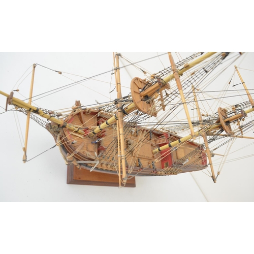 1321 - Attractive well built and finished wooden plank on frame 1/64 scale 2 masted Royal Navy armed tender... 