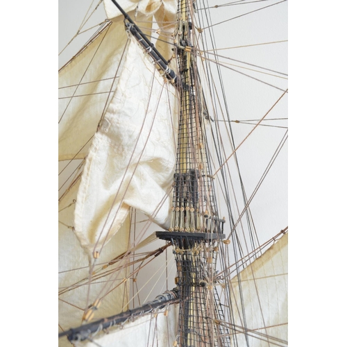 1323 - Large well built and finished wooden plank on frame 1/48 scale 3 masted frigate HMS Surprise, model ... 