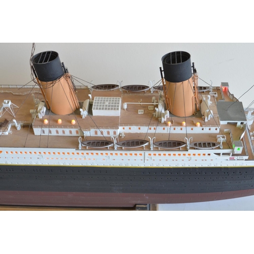 1324 - RMS Titanic built kit model from Trumpeter with added upper deck lighting (runs off USB, also has a ... 