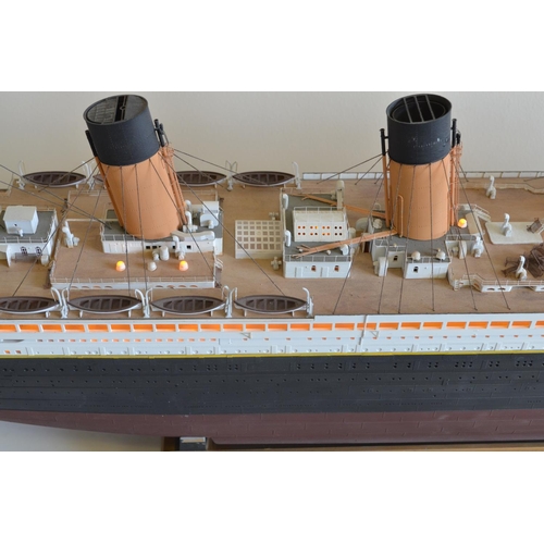 1324 - RMS Titanic built kit model from Trumpeter with added upper deck lighting (runs off USB, also has a ... 