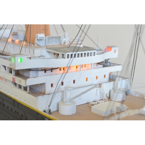 1324 - RMS Titanic built kit model from Trumpeter with added upper deck lighting (runs off USB, also has a ... 