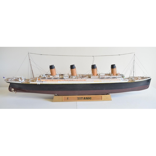 1324 - RMS Titanic built kit model from Trumpeter with added upper deck lighting (runs off USB, also has a ... 