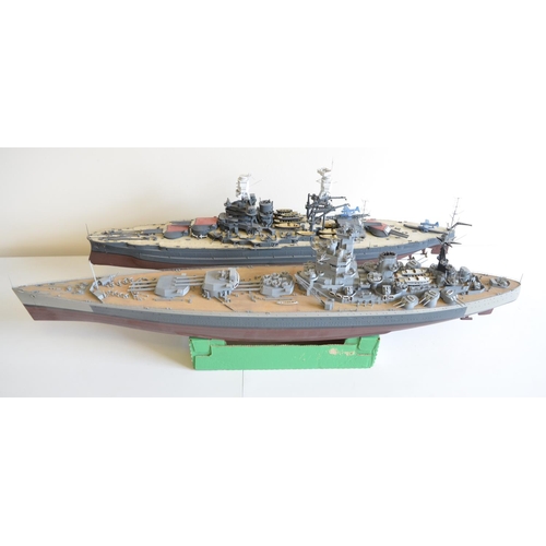 1325 - Two built 1/200 scale WWII era plastic model ships to include USS Arizona (approx length 96cm) and H... 