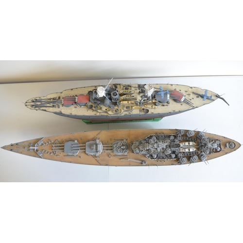 1325 - Two built 1/200 scale WWII era plastic model ships to include USS Arizona (approx length 96cm) and H... 