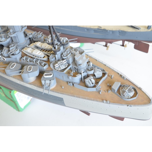 1325 - Two built 1/200 scale WWII era plastic model ships to include USS Arizona (approx length 96cm) and H... 