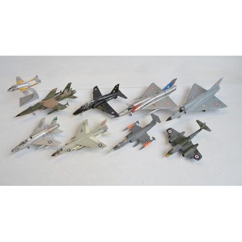 1274 - Nine unboxed diecast jet aircraft models in 1/48 and 1/72 scales, various manufacturers to include T... 