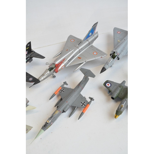 1274 - Nine unboxed diecast jet aircraft models in 1/48 and 1/72 scales, various manufacturers to include T... 