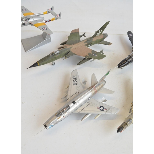 1274 - Nine unboxed diecast jet aircraft models in 1/48 and 1/72 scales, various manufacturers to include T... 