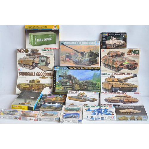 1280 - Collection of mostly armour plastic model kits, various scales and manufacturers to include 1/35 Tam... 