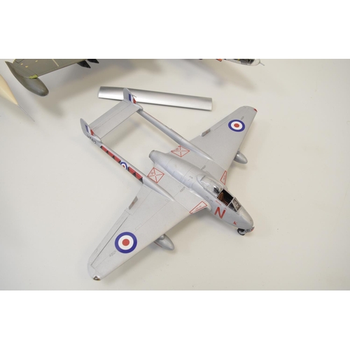 1287 - Five 1/48 scale built plastic models kits, all RAF/RN to include Airfix TSR2, Canberra and Vampire, ... 