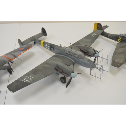 1292 - Three well presented built 1/32 scale plastic aircraft models to include car door Hawker Typhoon, Bf... 