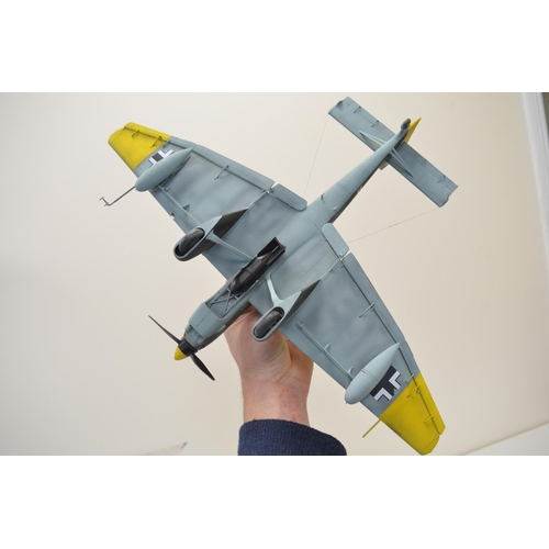 1292 - Three well presented built 1/32 scale plastic aircraft models to include car door Hawker Typhoon, Bf... 