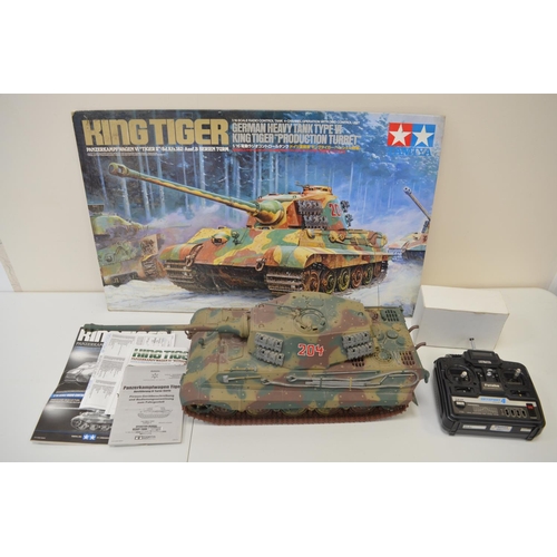 1293 - Tamiya 1/16 scale King Tiger with fitted DMD control and multi function units, with instructions, sp... 