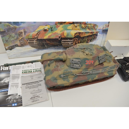 1293 - Tamiya 1/16 scale King Tiger with fitted DMD control and multi function units, with instructions, sp... 