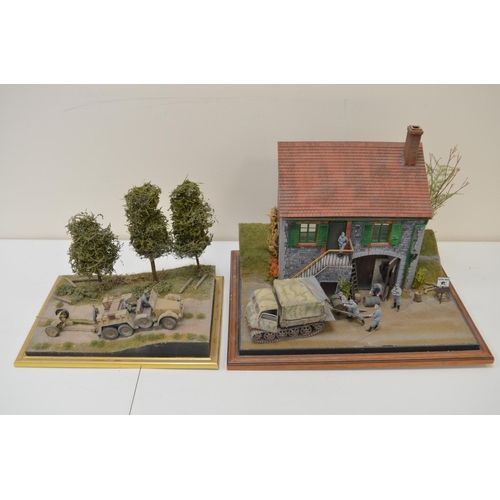 1295 - A pair of very well made and highly detailed 1/35 scale plastic model WWII dioramas, both German Arm... 