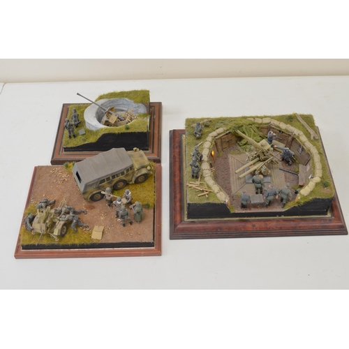 1308 - Three highly detailed and very well constructed 1/35 scale plastic model German WWII dioramas includ... 