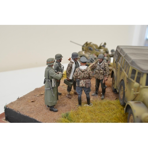 1308 - Three highly detailed and very well constructed 1/35 scale plastic model German WWII dioramas includ... 