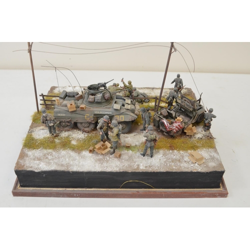 1309 - A pair of highly detailed and very well constructed 1/35 scale plastic model WWII German dioramas, o... 