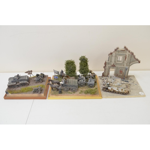 1313 - Three highly detailed and very well constructed 1/35 scale plastic model WWII German Army dioramas i... 