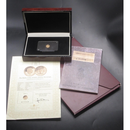 644 - The London Mint Office - The Battle of the Atlantic Quarter Sovereign, encapsulated in original case... 