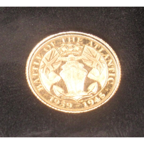 644 - The London Mint Office - The Battle of the Atlantic Quarter Sovereign, encapsulated in original case... 