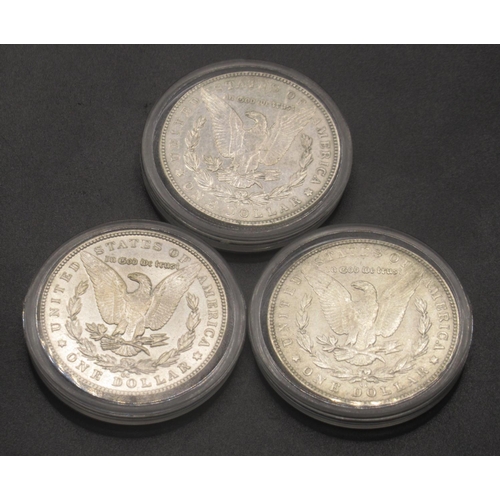 671 - Carson City Mint - 1878 silver dollar, 1882 silver dollar and a 1891 silver dollar, all encapsulated... 