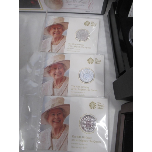 708 - Collection of silver proof coins to inc. Britannia 2015 £50 coin, The Shakespeare UK £50 coin, 3 The... 