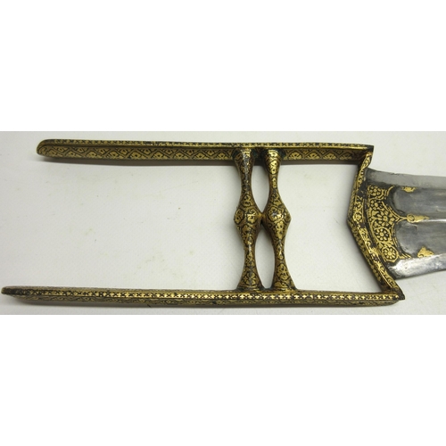 199 - 18th century Mughal Indian gold inlaid Katar dagger, 6.5