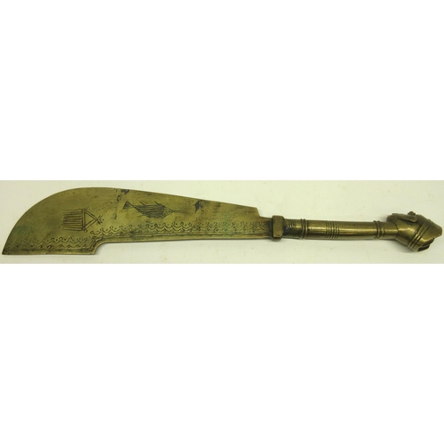 240 - Heavy all brass African decorative sword, 13