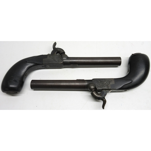 58 - Cased pair of percussion pocket pistols, 3.5