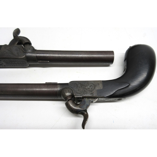 58 - Cased pair of percussion pocket pistols, 3.5