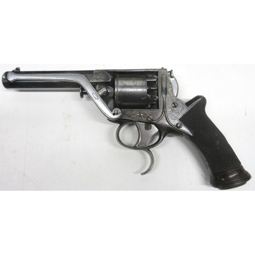 112 - Cased Samuel Nock .376 percussion Tranter double trigger revolver, 4 inch octagonal barrel with engr... 