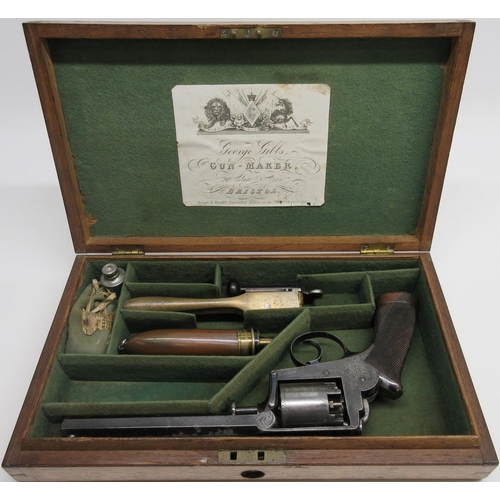 113 - Cased Deane Adams 54 bore percussion revolver, 6 1/4