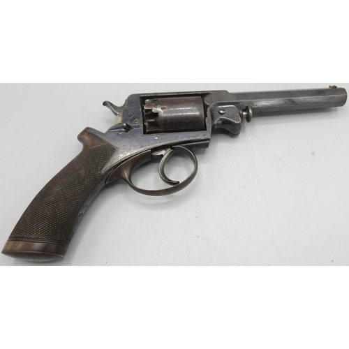 114 - Cased Beaumont Adams double action 54 Bore percussion revolver serial number B15381. Adams Patent No... 