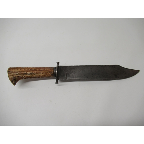 195 - Large 19th/20th century American Bowie knife, 9.5