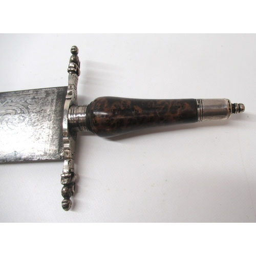 222 - A fine circa 1700 silver (white metal) mounted plug bayonet, 13 1/4