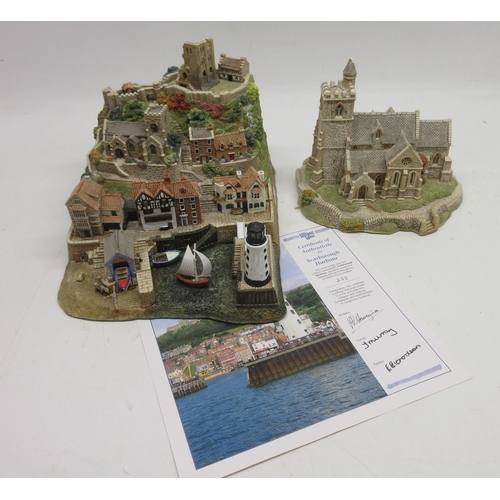 483 - Lilliput Lane Scarborough Harbour limited edition No. 255/850 with certificate, no box, and St. Lawr... 