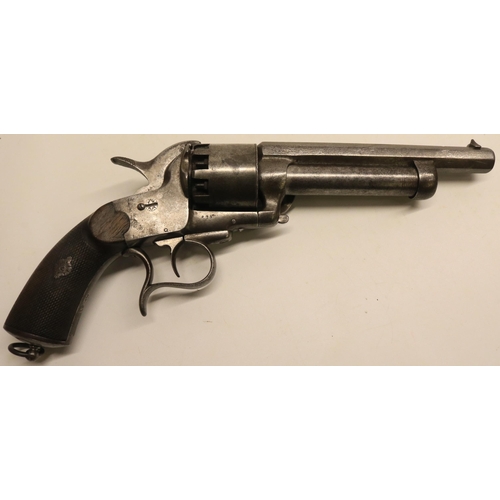 116 - A rare .42 Le-Mat percussion `Grape-shot' revolver, ten shot cylinder and 18 bore under barrel, the ... 