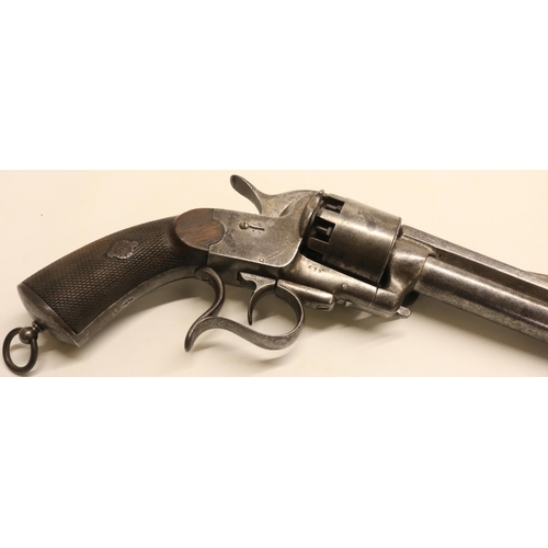 116 - A rare .42 Le-Mat percussion `Grape-shot' revolver, ten shot cylinder and 18 bore under barrel, the ... 